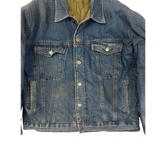 Vtg Arizona Jean Company Denim Jacket Quilted Reversible Stadium Bomber Y2K - Picture 4 of 16